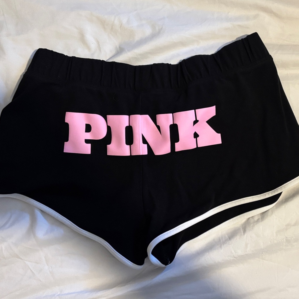 Victoria's Secret Black Athletic Shorts with Pink Logo